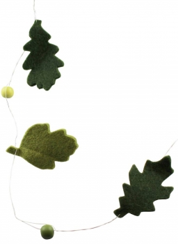 Geschenkband Filzblätter-Gilande grün mit Perlen auf Draht  Solange Vorrat!